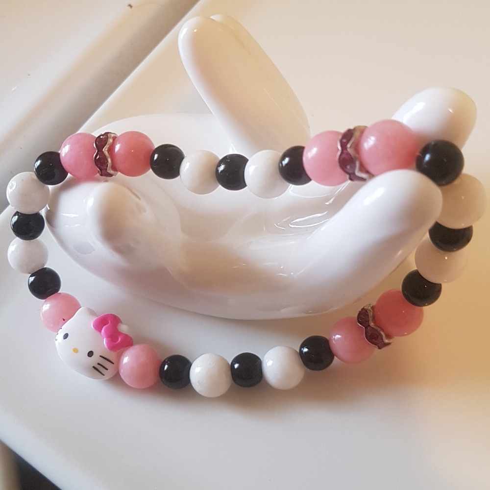💗 Alabaster Morganite Hello Kitty Bracelet
